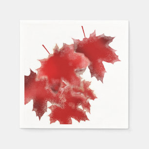 Serviette En Papier Feuille rouge avec Naples en papier neige