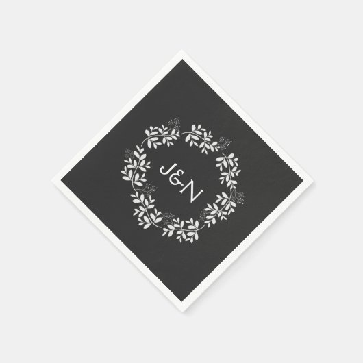 Serviette En Papier Feuille rustique Wreath Moderne Mariage personnali (Coin)