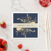 Serviette En Papier Feuille sauvage Blue Floral Mariage (En situation)