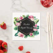 Serviette En Papier Feuille tropicale Hibiscus Flamants roses Élégante (En situation)