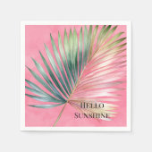 Serviette En Papier Feuille tropicale rose verte (Devant)