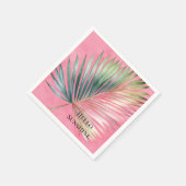 Serviette En Papier Feuille tropicale rose verte (Coin)