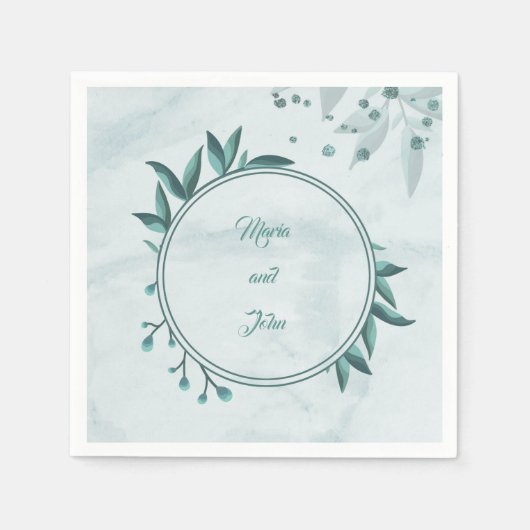 Serviette En Papier feuille turquoise (Devant)