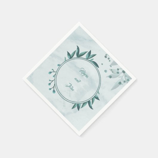 Serviette En Papier feuille turquoise (Coin)