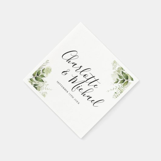 Serviette En Papier Feuille verdoyant Élégant script de signature (Coin)