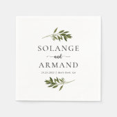 Serviette En Papier Feuille vert botanique Mariage (Devant)