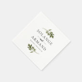 Serviette En Papier Feuille vert botanique Mariage (Coin)