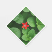 Serviette En Papier Feuille verte et conception de fleurs rouges (Coin)