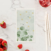 Serviette En Papier Feuille verte et dorée (En situation)