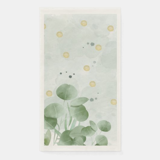 Serviette En Papier Feuille verte et dorée (Devant)