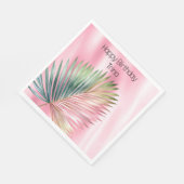 Serviette En Papier Feuille verte rose tropicale chic (Coin)