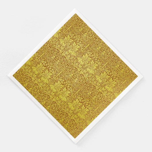 Serviette En Papier Feuille Woodland Gold Rabbit William Morris Motif (Coin)