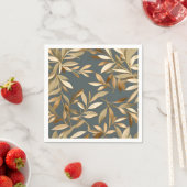 Serviette En Papier Feuilles Abstraits d'or et d'olive (En situation)