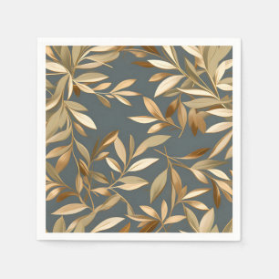 Serviette En Papier Feuilles Abstraits d'or et d'olive