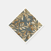 Serviette En Papier Feuilles Abstraits d'or et d'olive (Coin)