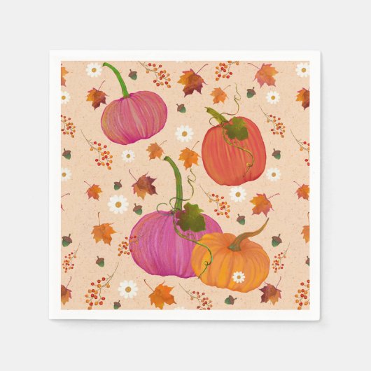 Serviette En Papier Feuilles automnales citrouilles (Devant)