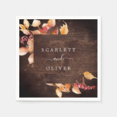Serviette En Papier Feuilles automnales | Mariage en bois Brown rustiq (Devant)
