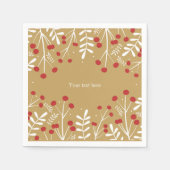 Serviette En Papier Feuilles blancs & Berries Gold Noël (Devant)