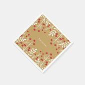 Serviette En Papier Feuilles blancs & Berries Gold Noël (Coin)