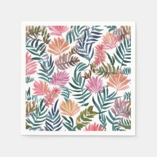 Serviette En Papier Feuilles botaniques aquarelle Floral Coloré Mign
