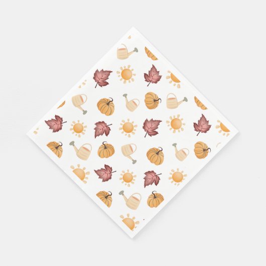 Serviette En Papier Feuilles Citrouilles Automne (Coin)