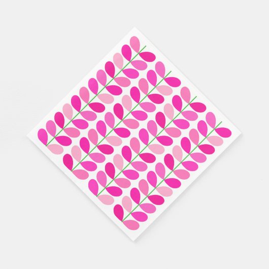 Serviette En Papier Feuilles danois du milieu du siècle, les tons rose (Coin)