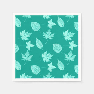 Serviette En Papier Feuilles d'automne - aqua et turquoise