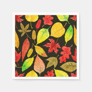 Serviette En Papier Feuilles d'automne aquarelle foncée
