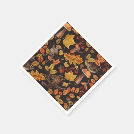 Serviette En Papier Feuilles d'automne, baies, champignons et fleurs (Coin)