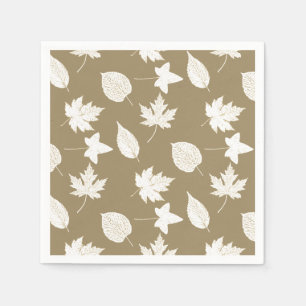 Serviette En Papier Feuilles d'automne - beige taupe blanc
