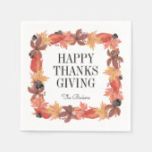 Serviette En Papier Feuilles d'automne Bon thanksgiving papier Napkin (Devant)