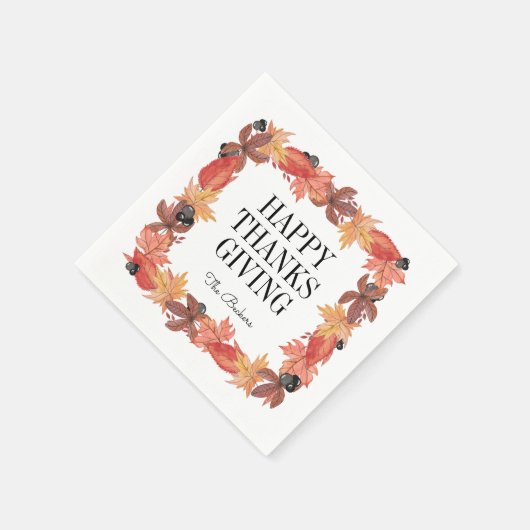 Serviette En Papier Feuilles d'automne Bon thanksgiving papier Napkin (Coin)