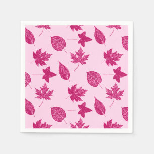 Serviette En Papier Feuilles d'automne - bordeaux et rose coquillage
