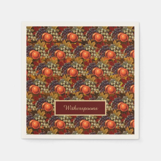 Serviette En Papier Feuilles d'automne classiques et récolte de fruits (Devant)