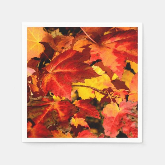 Serviette En Papier Feuilles d'automne colorées, feuille d'érable roug (Devant)