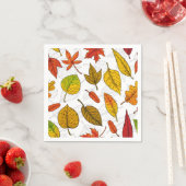 Serviette En Papier Feuilles d'automne en blanc (En situation)