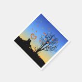 Serviette En Papier Feuilles d'automne en forme de coeur Couple (Coin)