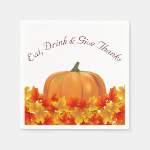 Serviette En Papier Feuilles d'automne et Thanksgiving Citrouille