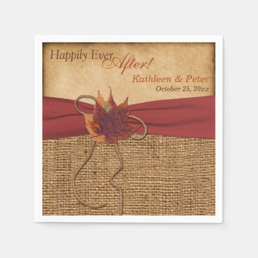 Serviette En Papier Feuilles d'automne, FAUX Burlap Mariage Napkins 2 (Devant)