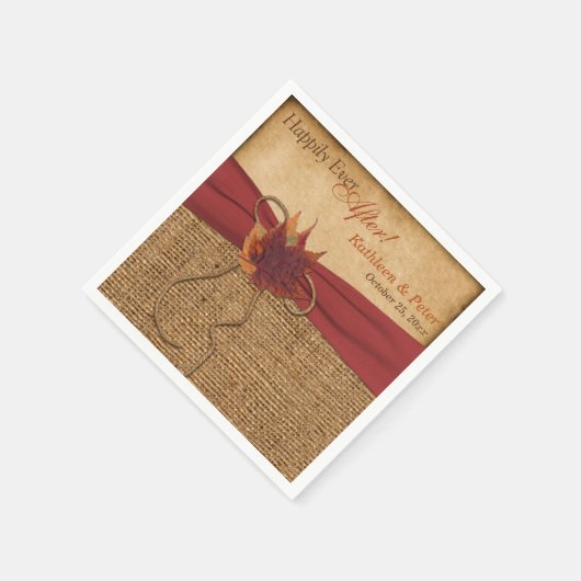 Serviette En Papier Feuilles d'automne, FAUX Burlap Mariage Napkins 2 (Coin)