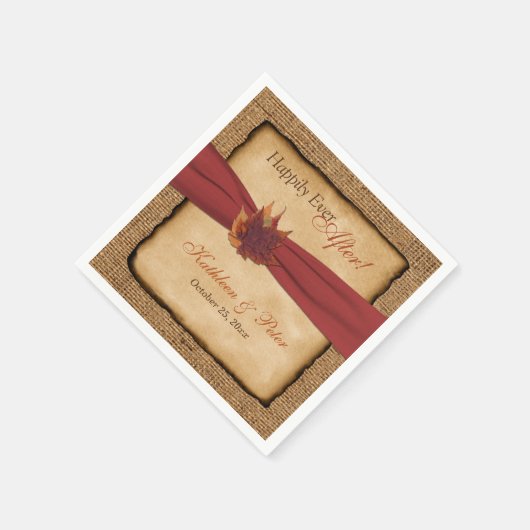 Serviette En Papier Feuilles d'automne, FAUX Burlap Mariage Napkins 3 (Coin)