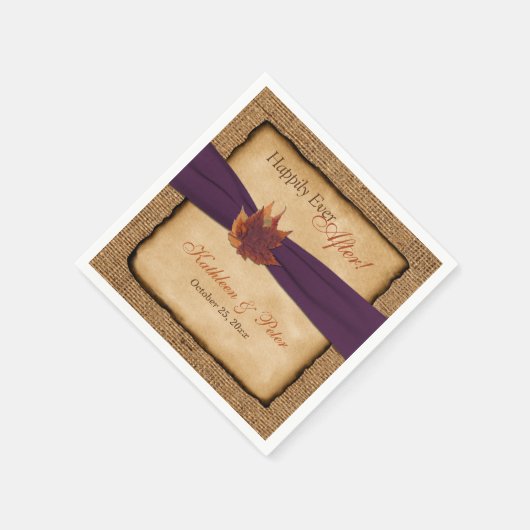 Serviette En Papier Feuilles d'automne, FAUX Burlap Mariage Napkins 4 (Coin)