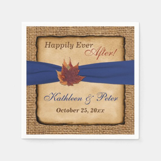 Serviette En Papier Feuilles d'automne, FAUX Burlap Mariage Napkins 7 (Devant)