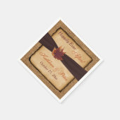 Serviette En Papier Feuilles d'automne, FAUX Burlap Mariage Napkins 8 (Coin)