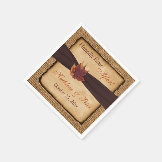 Serviette En Papier Feuilles d'automne, FAUX Burlap Mariage Napkins 8 (Coin)