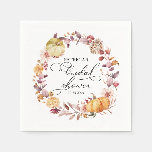 Serviette En Papier Feuilles d'automne Fleur de citrouille Mariage aut (Devant)
