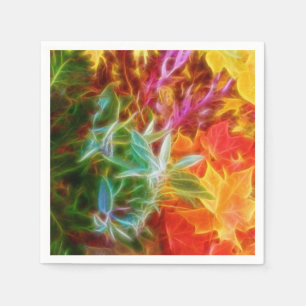 Serviette En Papier Feuilles d'automne fractales arc-en-ciel