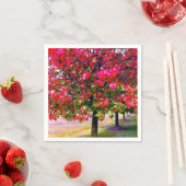 Serviette En Papier Feuilles d'automne impressionnistes roses (En situation)