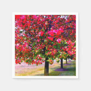 Serviette En Papier Feuilles d'automne impressionnistes roses