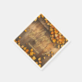 Serviette En Papier Feuilles d'automne jaunes sur le bois Thanksgiving (Coin)